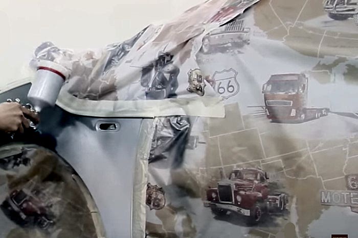 Фото процесса покраски крыла